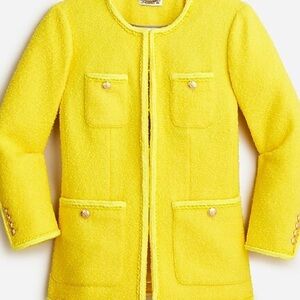 NWT: J. Crew Bright Yellow Long lady jacket in wool-blend bouclé and mini skirt
